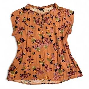 Buffalo David Bitton Floral Blouse - Rust and Pink